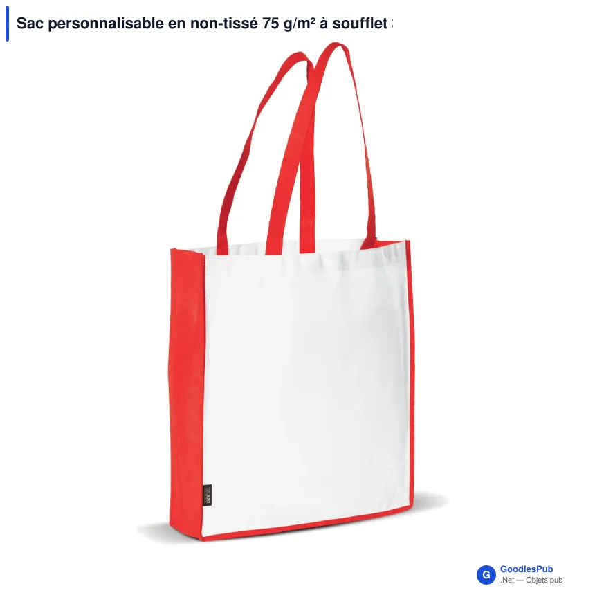 Sac personnalisable en non-tissé 75 g/m² à soufflet 38 x 9 x 42 cm avec logo - Bicolore - Image 7