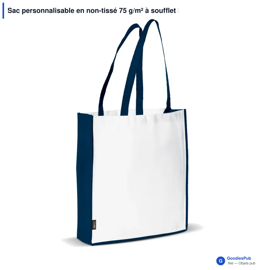 Sac personnalisable en non-tissé 75 g/m² à soufflet 38 x 9 x 42 cm avec logo - Bicolore - Image 9