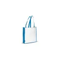 Variante Blanc / Bleu - Sac personnalisable en non-tissé 75 g/m² à soufflet 38 x 9 x 42 cm avec logo - Bicolore