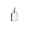 Variante Blanc / Noir - Sac personnalisable en non-tissé 75 g/m² à soufflet 38 x 9 x 42 cm avec logo - Bicolore