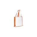Variante Blanc / Orange - Sac personnalisable en non-tissé 75 g/m² à soufflet 38 x 9 x 42 cm avec logo - Bicolore