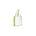 Variante Blanc / vert clair - Sac personnalisable en non-tissé 75 g/m² à soufflet 38 x 9 x 42 cm avec logo - Bicolore