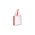 Variante Blanc / Rouge - Sac personnalisable en non-tissé 75 g/m² à soufflet 38 x 9 x 42 cm avec logo - Bicolore