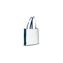 Variante Blanc / bleu foncé - Sac personnalisable en non-tissé 75 g/m² à soufflet 38 x 9 x 42 cm avec logo - Bicolore