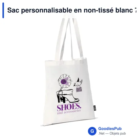 Sac personnalisable en non-tissé blanc 75 g/m² avec logo - Blanc Classic