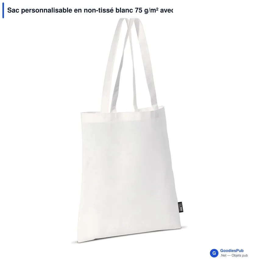 Sac personnalisable en non-tissé blanc 75 g/m² avec logo - Blanc Classic - Image 2