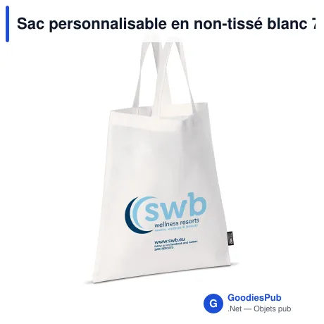 Sac personnalisable en non-tissé blanc 75 g/m² avec logo - Blanc 38 x 42 cm