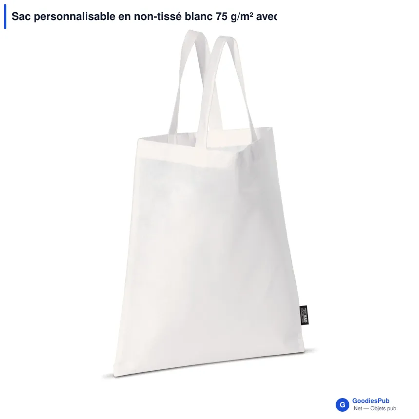 Sac personnalisable en non-tissé blanc 75 g/m² avec logo - Blanc 38 x 42 cm - Image 2