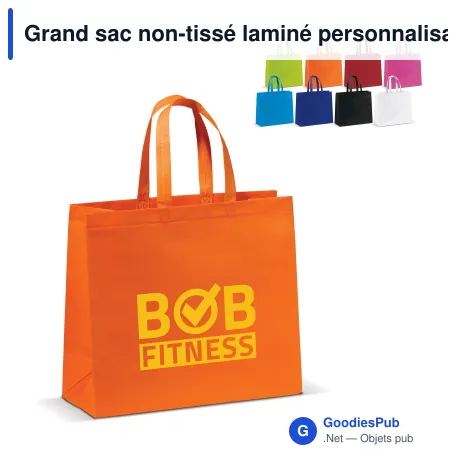 Grand sac non-tissé laminé personnalisable 105 g/m² avec logo - Coloris