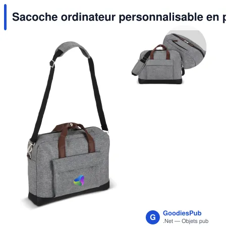 Sacoche ordinateur personnalisable en polyester avec logo - Brixton
