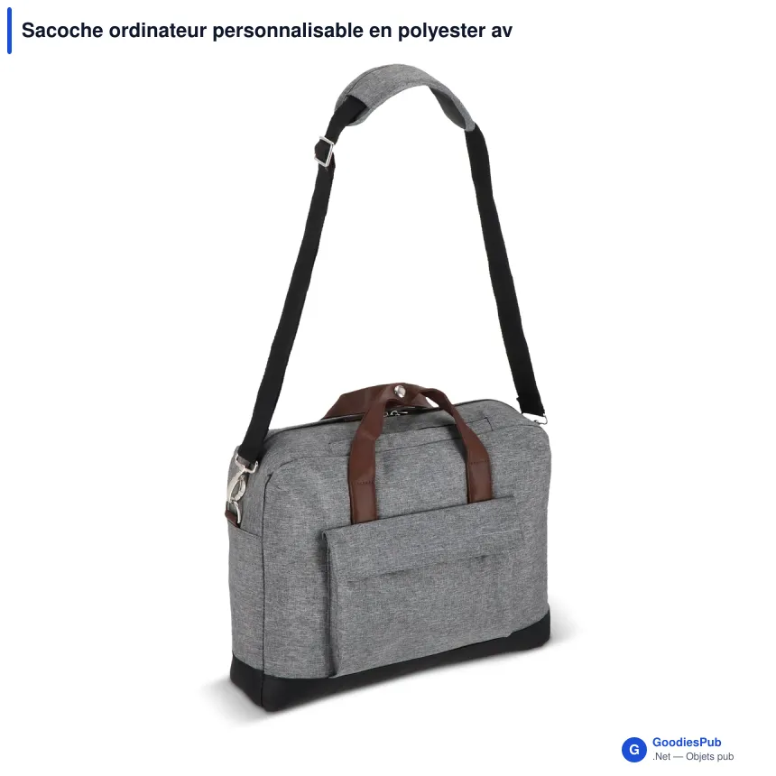 Sacoche ordinateur personnalisable en polyester avec logo - Brixton - Image 2