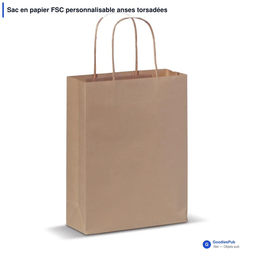 Sac en papier FSC personnalisable anses torsadées 18 x 22 cm avec logo - 90 g/m² - Image 2
