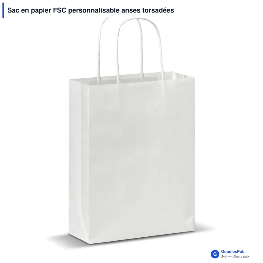 Sac en papier FSC personnalisable anses torsadées 18 x 22 cm avec logo - 90 g/m² - Image 3