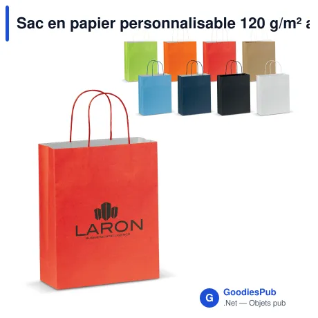 Sac en papier personnalisable 120 g/m² avec logo - Eco moyen format