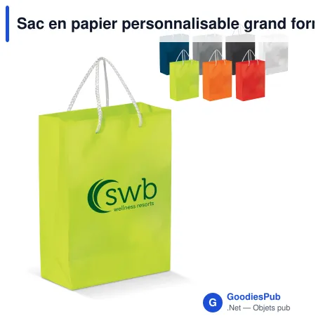 Sac en papier personnalisable grand format 30 x 40 cm avec logo - Grand