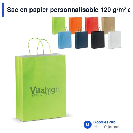 Sac en papier personnalisable 120 g/m² avec logo - Look Eco grand format
