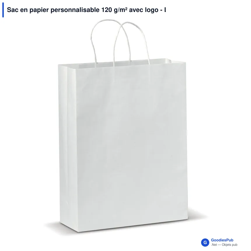 Sac en papier personnalisable 120 g/m² avec logo - Look Eco grand format - Image 3