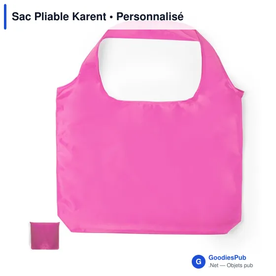 Sac pliable personnalisable Karent avec logo - Fuchsia - Image 2