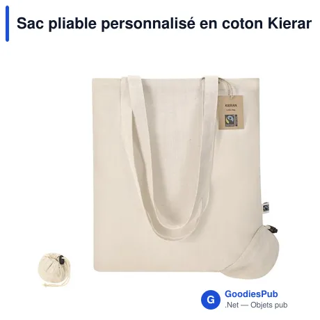 Sac pliable personnalisé en coton Kieran avec logo - Fairtrade