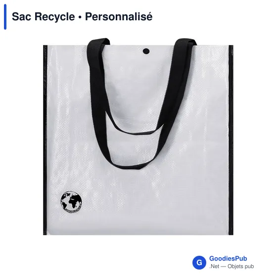 Sac shopping personnalisable en laminé biodégradable - Sac Recycleavec logo - Image 1