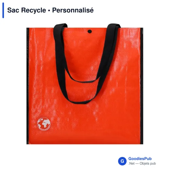 Sac shopping personnalisable en laminé biodégradable - Sac Recycleavec logo - Image 6