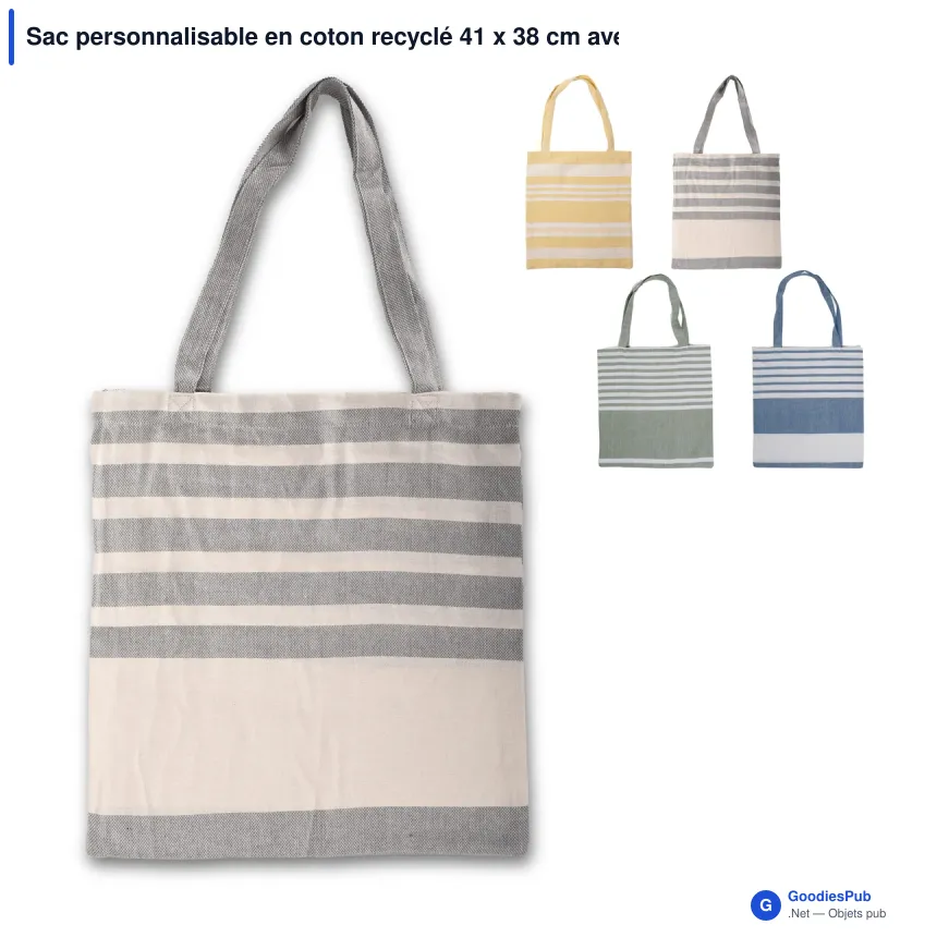 Sac personnalisable en coton recyclé 41 x 38 cm avec logo - Sagaform Ella - Image 1