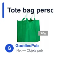 Tote bag personnalisé vert avec logo entreprise - Miniature 1
