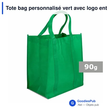 Tote bag personnalisé vert avec logo entreprise