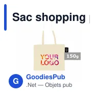 Sac shopping personnalisable en coton organique avec logo | Aidan - Miniature 1