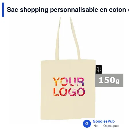 Sac shopping personnalisable en coton organique avec logo | Aidan