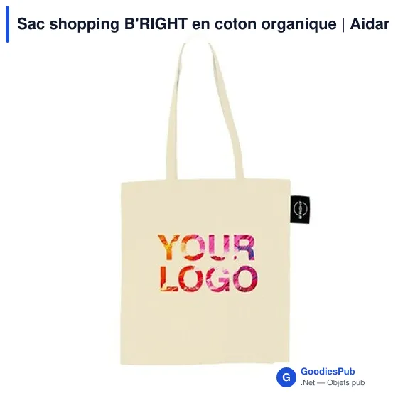 Sac shopping personnalisable en coton organique avec logo | Aidan - Image 4