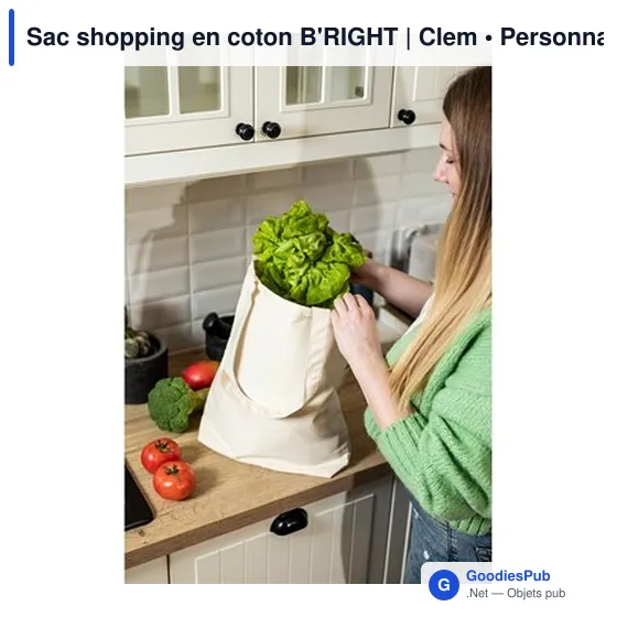 Sac shopping personnalisable en coton B'RIGHT avec logo - Image 3