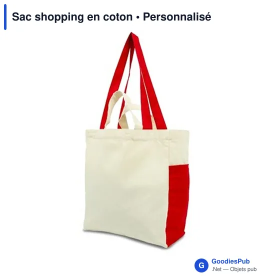 Sac shopping personnalisable en coton avec logo - Rouge - Image 3