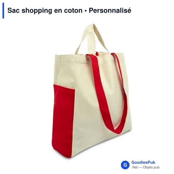 Sac shopping personnalisable en coton avec logo - Rouge - Image 4