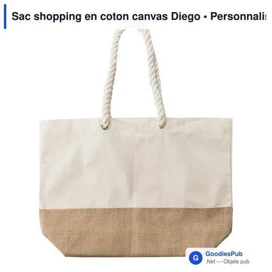 Sac shopping personnalisable en coton canvas avec logo - Diego - Image 1