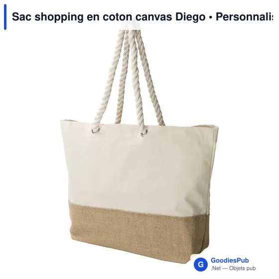 Sac shopping personnalisable en coton canvas avec logo - Diego - Image 2