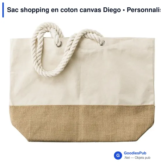 Sac shopping personnalisable en coton canvas avec logo - Diego - Image 3