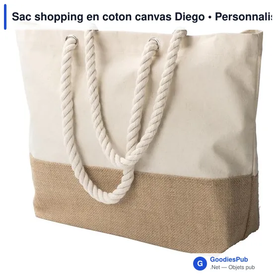 Sac shopping personnalisable en coton canvas avec logo - Diego - Image 5