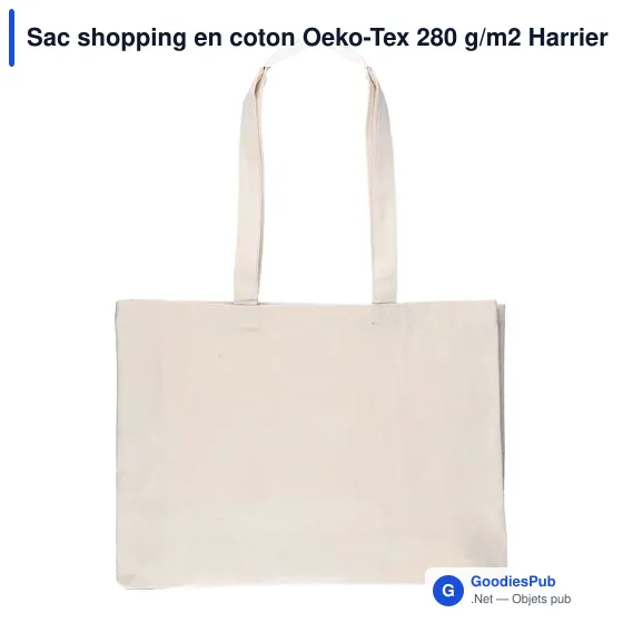 Sac shopping personnalisable en coton avec logo - modèle Harrier - Image 1