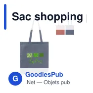 Sac shopping personnalisable en coton recyclé 38x42 cm avec logo - Rouge ou bleu - Miniature 1