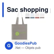 Sac shopping personnalisable en coton recyclé 38x10x42 cm avec logo - Soufflet - Miniature 1
