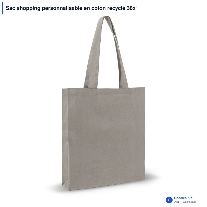 Sac shopping personnalisable en coton recyclé 38x10x42 cm avec logo - Soufflet - Image 2
