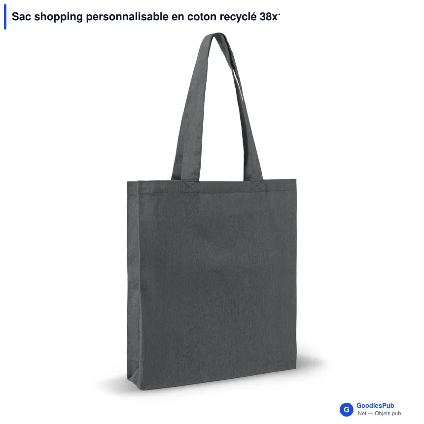 Sac shopping personnalisable en coton recyclé 38x10x42 cm avec logo - Soufflet - Image 4