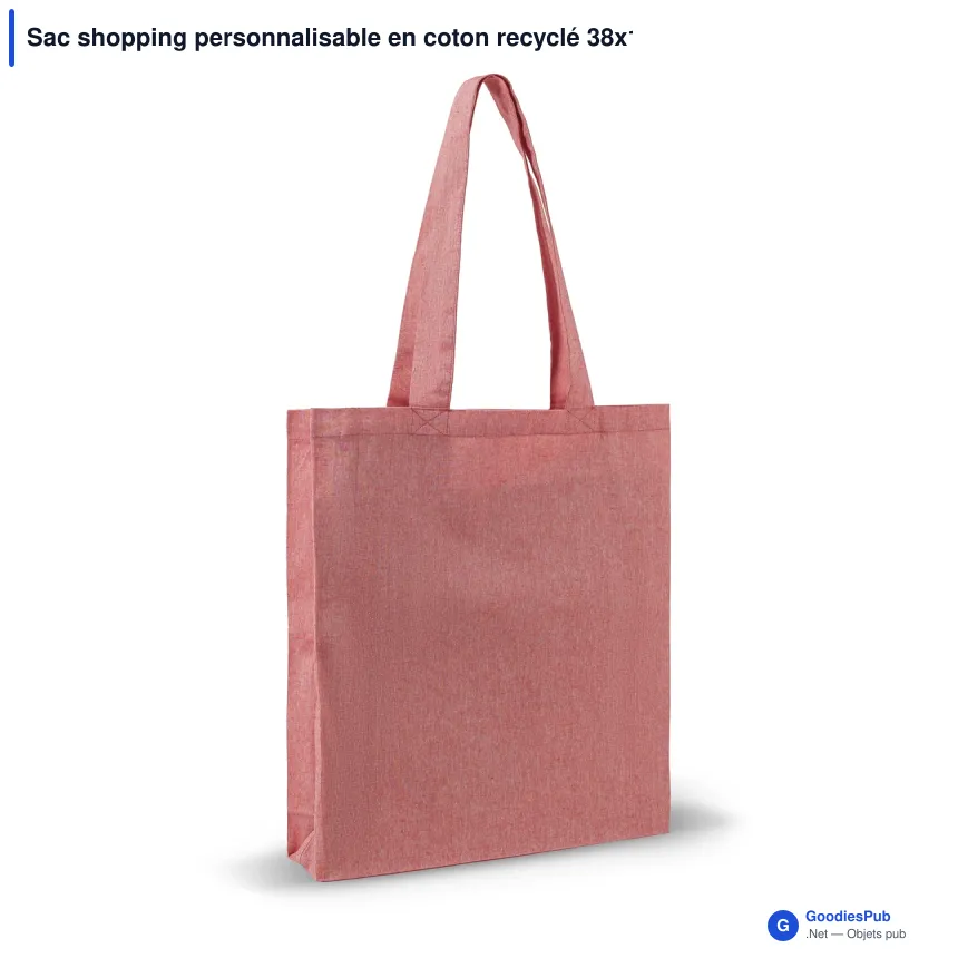 Sac shopping personnalisable en coton recyclé 38x10x42 cm avec logo - Soufflet - Image 5
