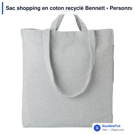 Sac shopping personnalisable en coton recyclé avec logo - Bennett - Image 3