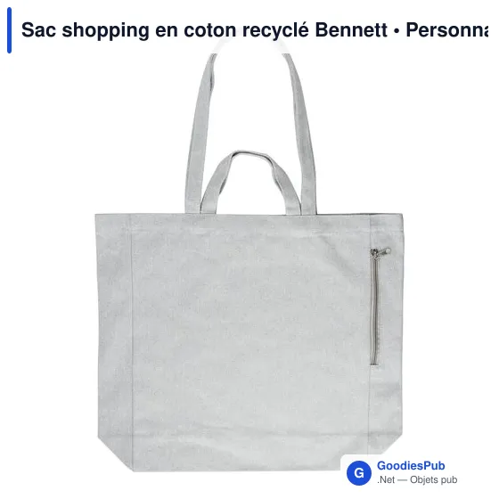 Sac shopping personnalisable en coton recyclé avec logo - Bennett - Image 4