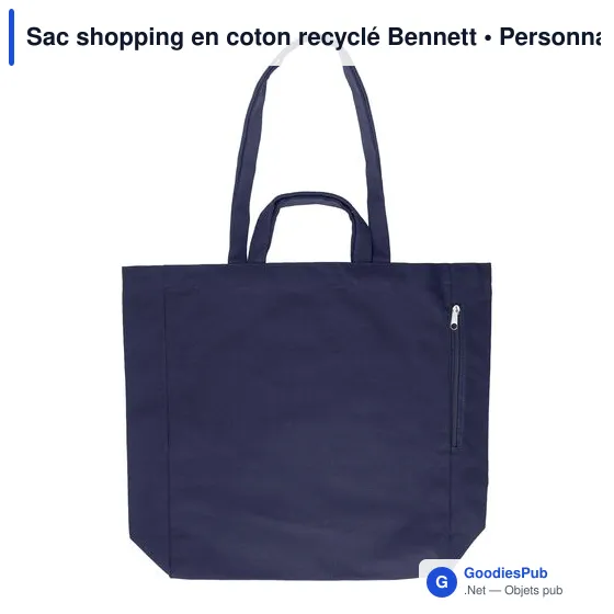 Sac shopping personnalisable en coton recyclé avec logo - Bennett - Image 7