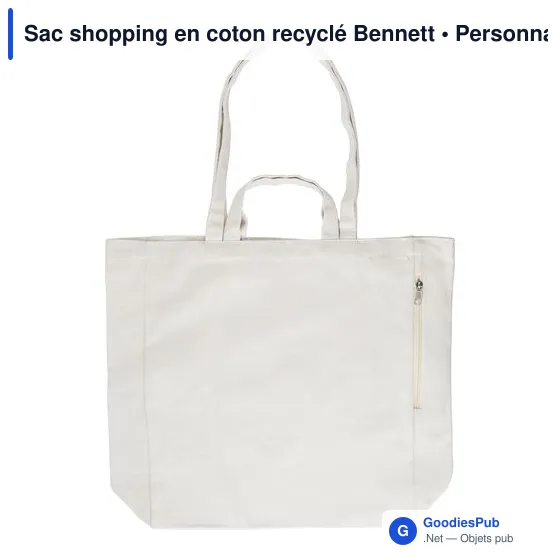 Sac shopping personnalisable en coton recyclé avec logo - Bennett - Image 10