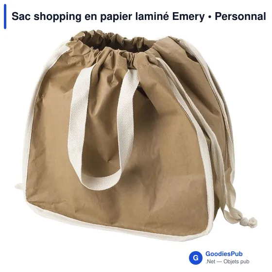 Sac shopping en papier laminé personnalisable avec logo - Emery - Image 2