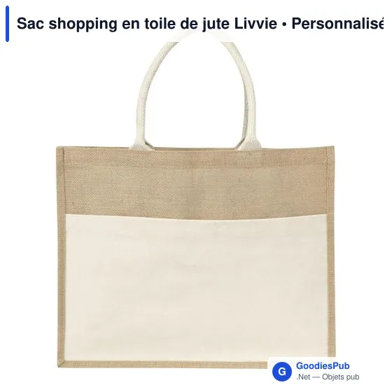 Sac shopping personnalisable en toile de jute Livvie avec logo - Image 1